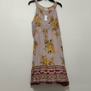 Maurices Beige and Yellow Floral Midi Dress